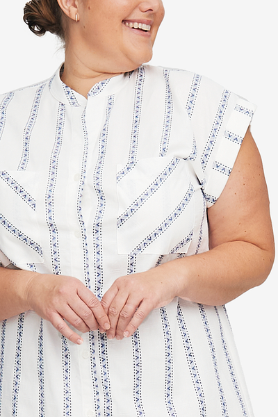 Two Pocket Sleep Shirt Deck Stripe PLUS
