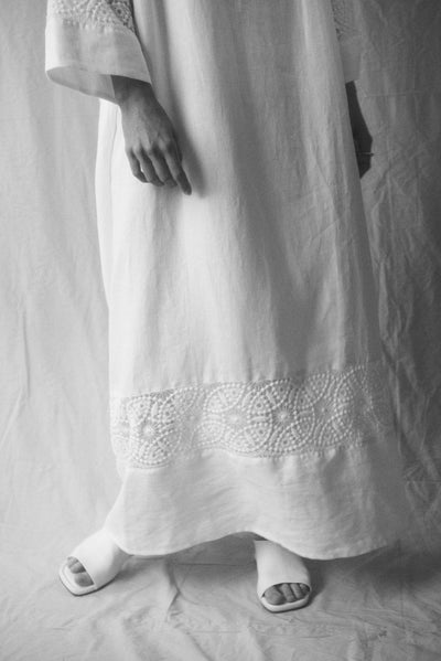 Delphine Dress White Weighted Linen