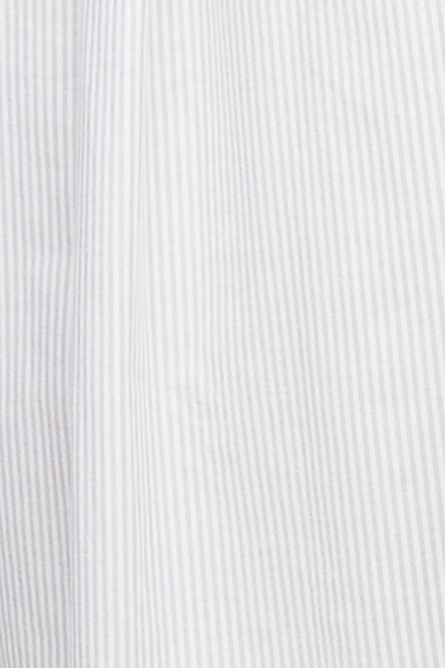 Short Sleeve Cropped Sleep Shirt Dove Grey Stripe Flannel