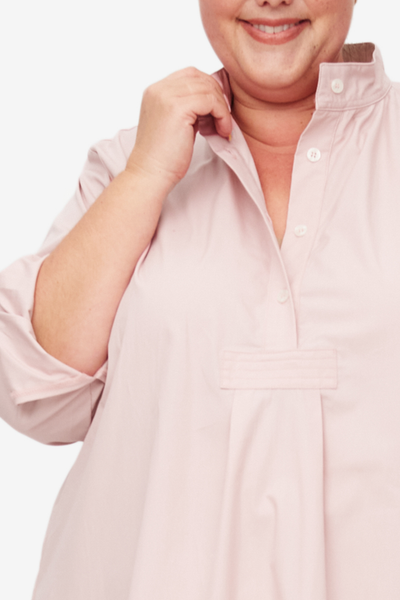 Long Sleep Shirt Dusty Pink Poplin PLUS