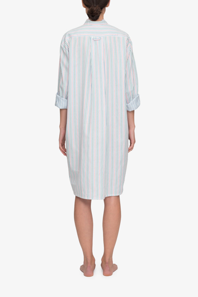 back view classic long sleep shirt garden stripe cotton by the Sleep Shirt