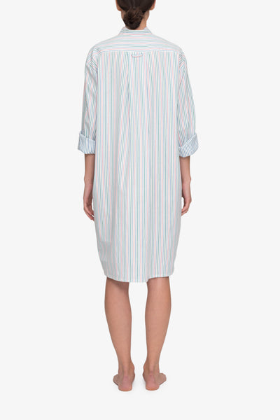 back view classic long sleep shirt garden stripe cotton by the Sleep Shirt