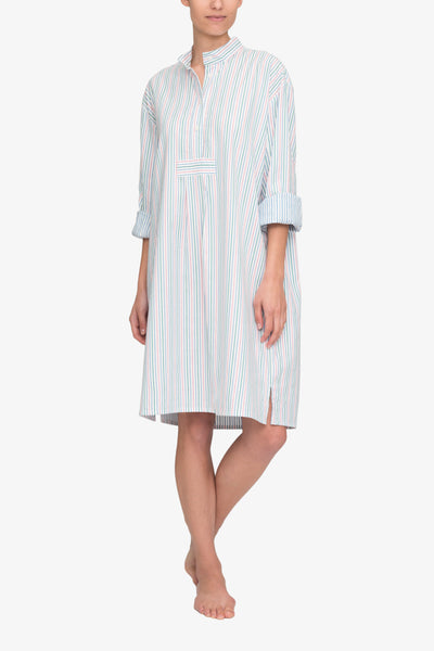front view classic long sleep shirt garden stripe cotton by the Sleep Shirt