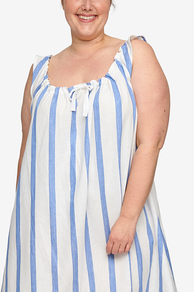Sleeveless Nightie Giant Blue Stripe PLUS