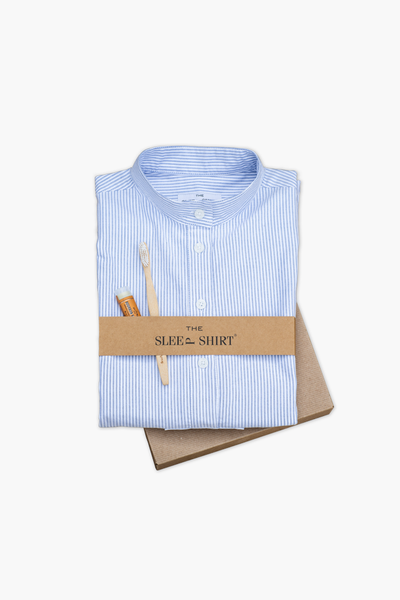 Holiday Gift Set - Long Sleep Shirt Blue Oxford Stripe