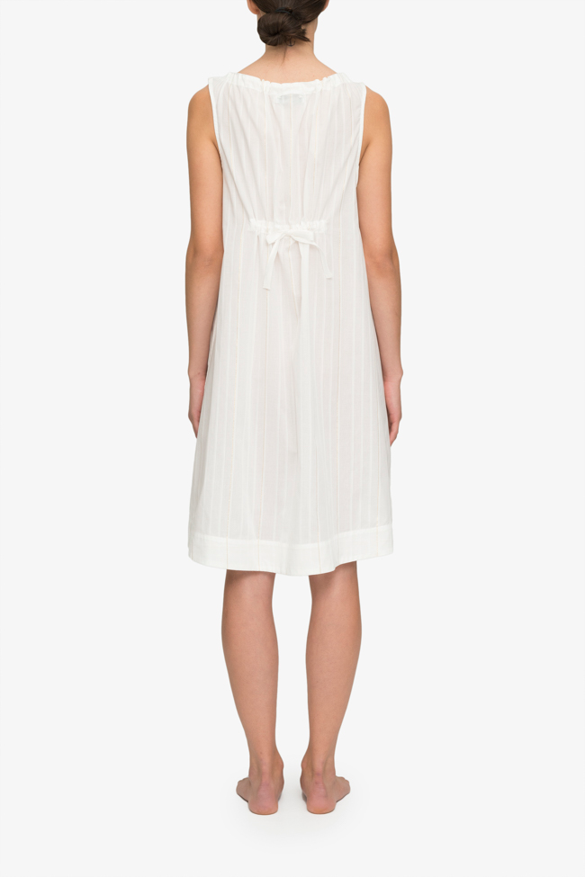 back view sleeveless adjustable neckline nightie nightgown gold stripe cotton by the Sleep Shirt