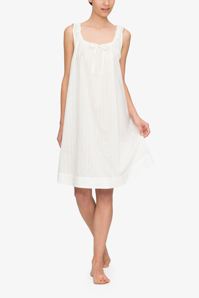 front view sleeveless adjustable neckline nightie nightgown gold stripe cotton by the Sleep Shirt