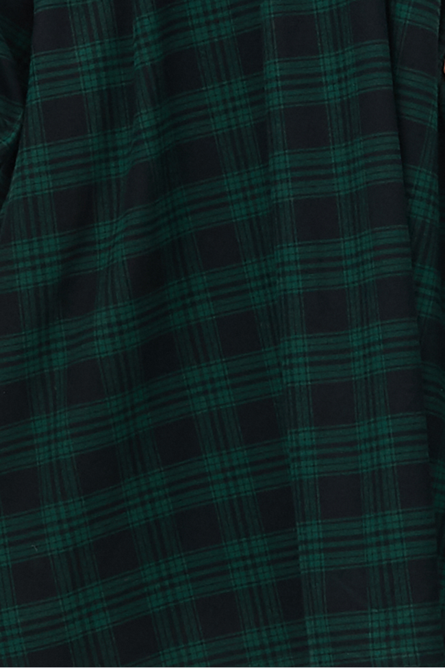 Long Sleep Shirt Green Check Flannel PLUS
