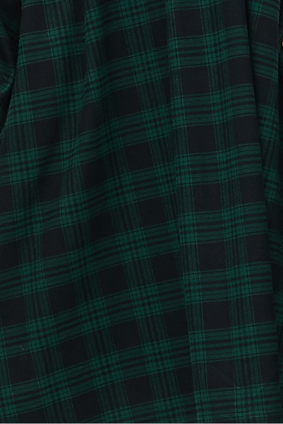 Long Sleep Shirt Green Check Flannel PLUS