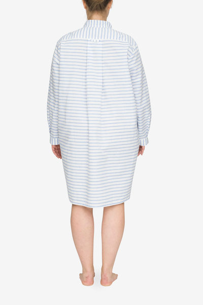back view plus size classic short sleep shirt harajuku stripe cotton linen blend by the Sleep Shirt