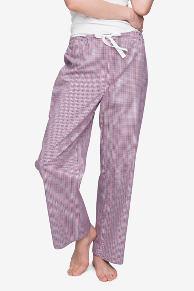 front view lounge pant lake huron check flannel by the Sleep Shirt