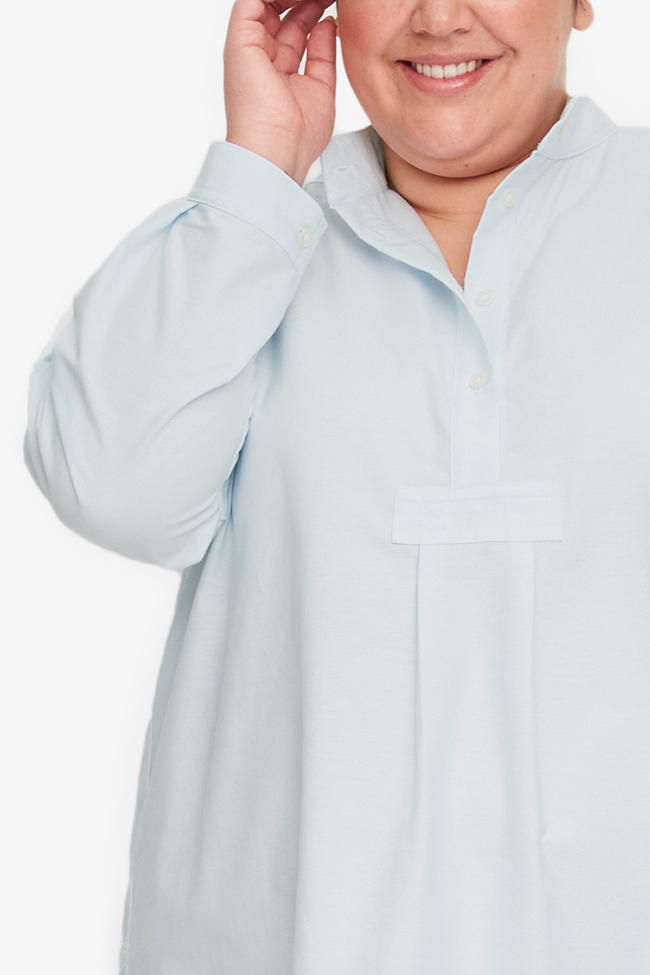 Long Sleep Shirt Ice Blue Oxford PLUS