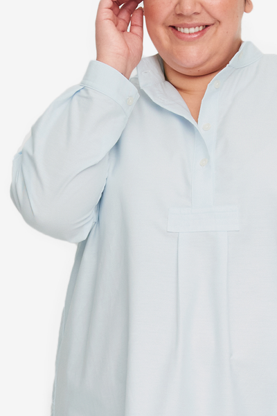 Long Sleep Shirt Ice Blue Oxford PLUS