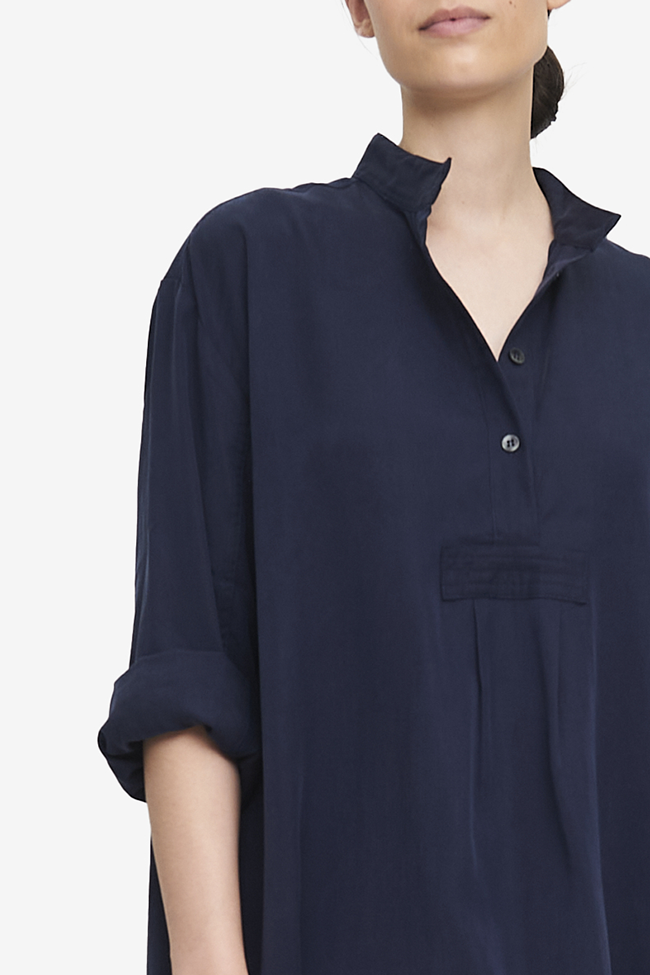 Long Sleep Shirt Indigo Tencel