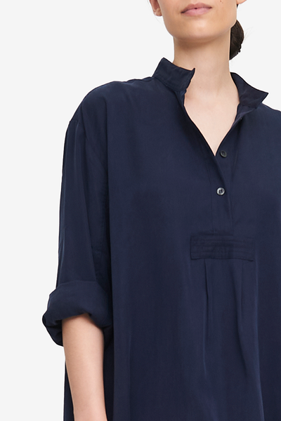 Long Sleep Shirt Indigo Tencel