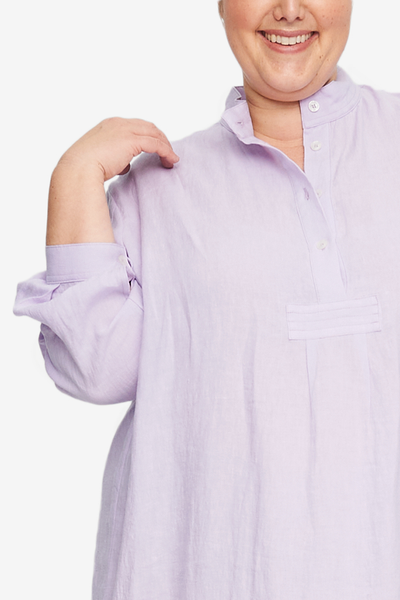 Long Sleep Shirt Iris Washed Linen PLUS