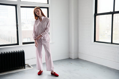 Lounge Pant Red Seersucker Stripe