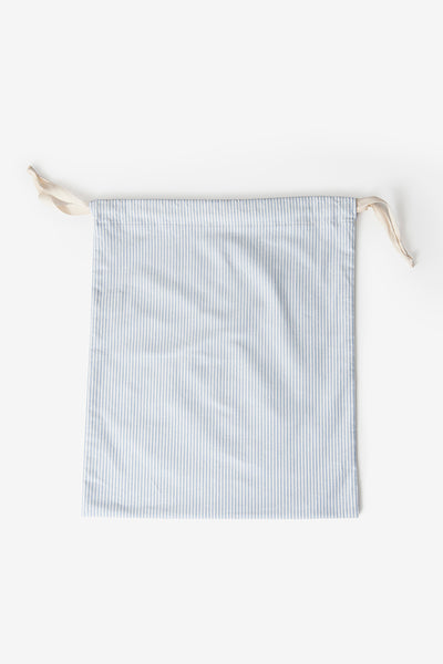 drawstring dust bag blue oxford stripe cotton by the Sleep Shirt