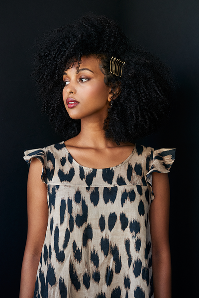 Flounce Dress Leopard Print Linen