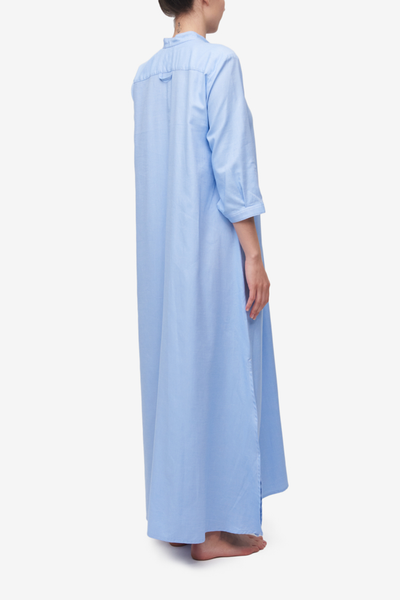 Full Length Sleep Shirt Light Blue Dobby