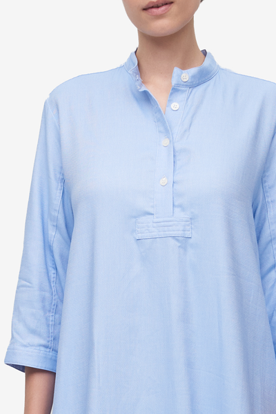 Full Length Sleep Shirt Light Blue Dobby