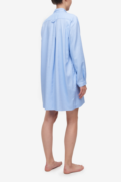 Short Sleep Shirt Light Blue Dobby