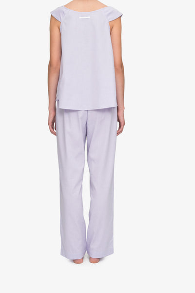 back view swing tank top lounge pants pajama set lilac royal oxford cotton by the Sleep Shirt
