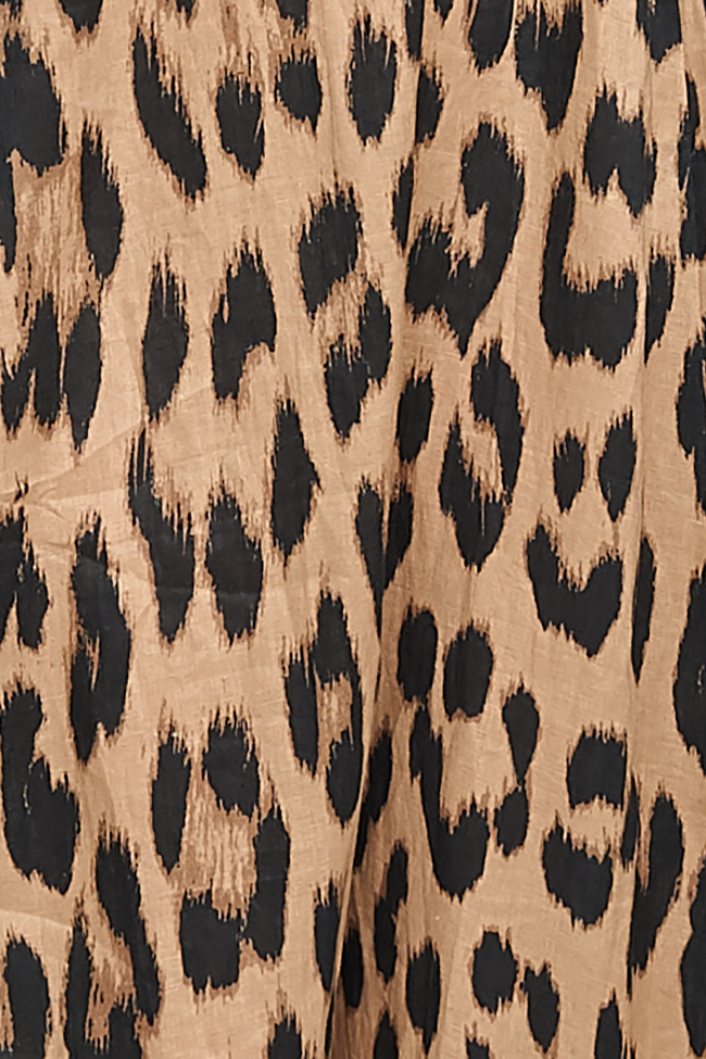 Short Sleep Shirt Leopard Print Linen PLUS