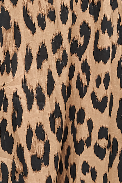 Short Sleep Shirt Leopard Print Linen PLUS