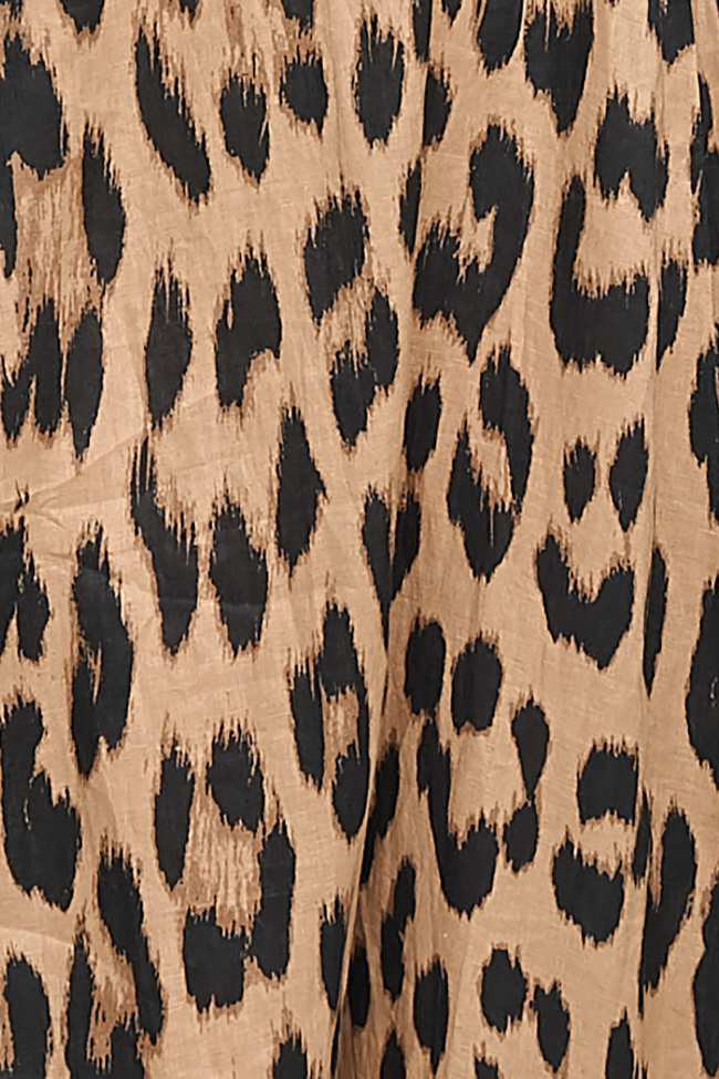 Ankle Length Sleep Shirt Leopard Print Linen