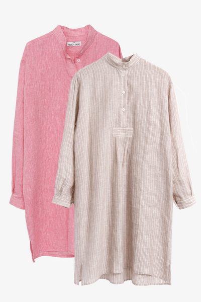 2 Long Sleep Shirts, Linen Blend, One Size