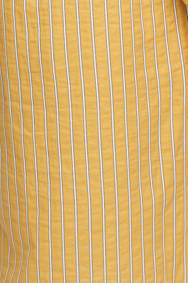 Short Sleep Shirt Mustard Double Faced Stripe