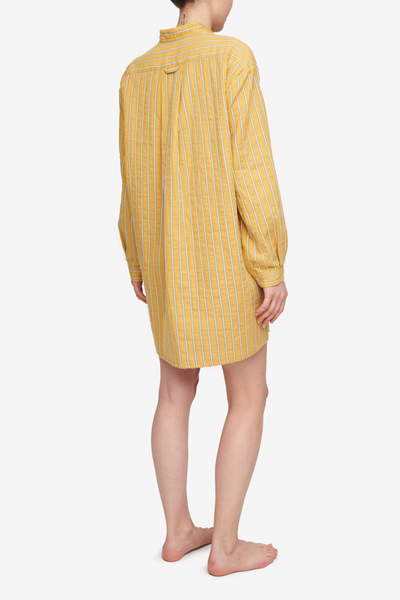 Short Sleep Shirt Mustard Double Faced Stripe