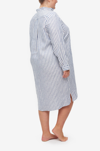 Long Sleep Shirt Navy Cabana Stripe PLUS