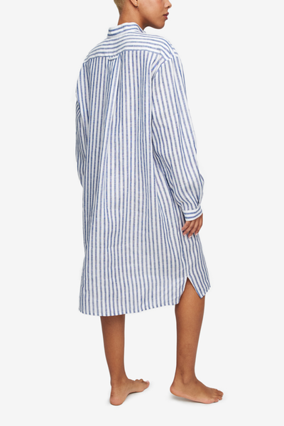 Long Sleep Shirt Navy Cabana Stripe
