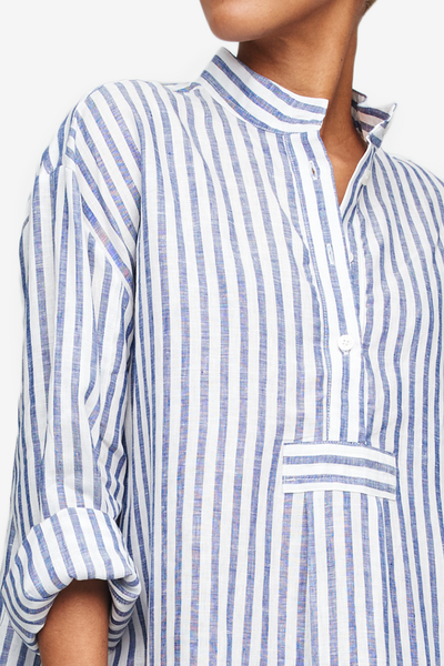 Long Sleep Shirt Navy Cabana Stripe