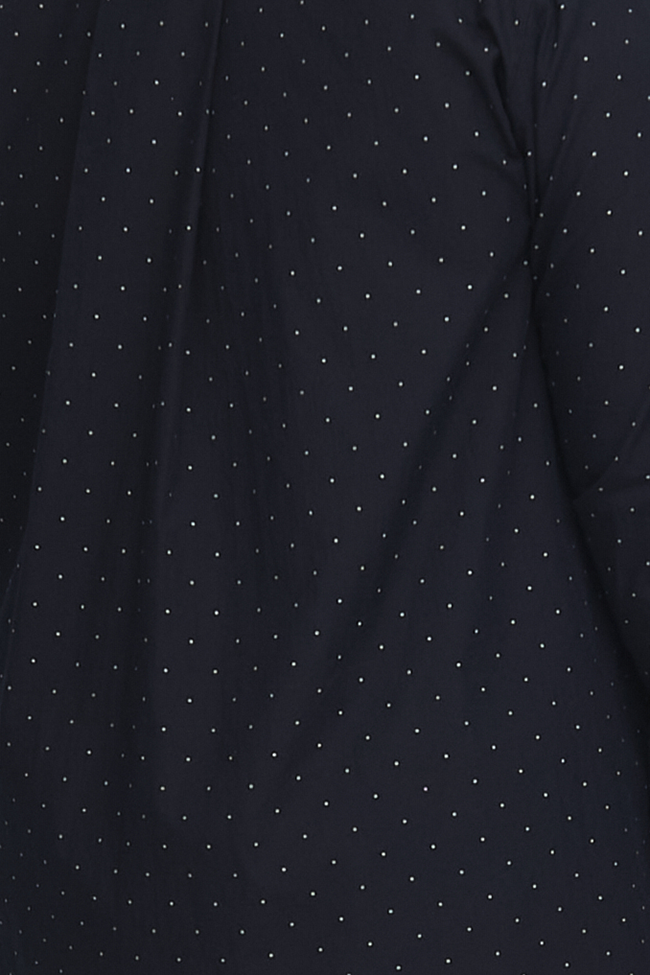 Two Pocket Sleep Shirt Navy Cotton Dot