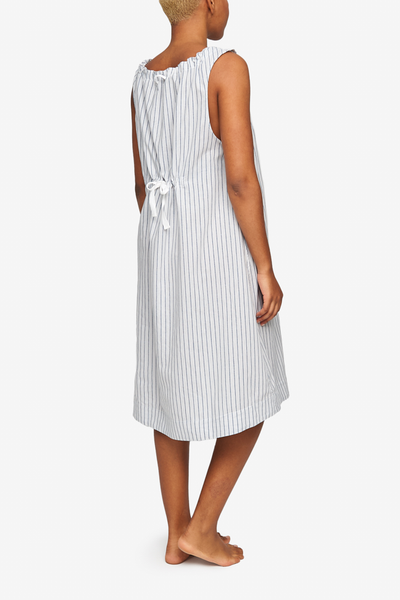 Sleeveless Nightie Navy Linen Blend Stripe