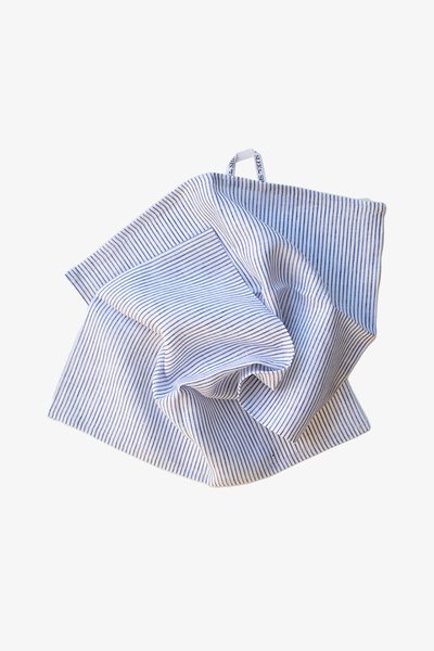 Navy Linen Stripe Tea Towel - Set of 2