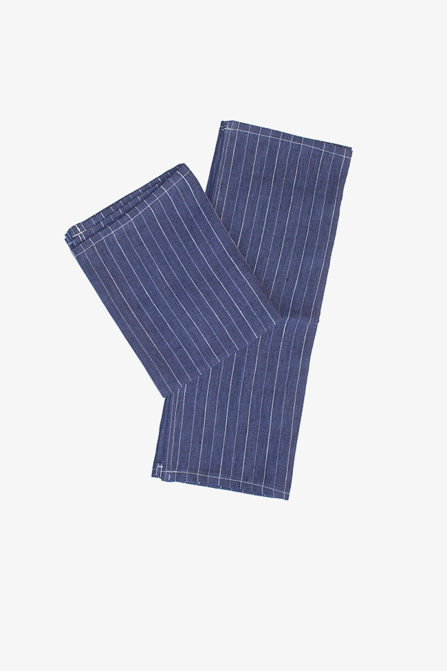 Indigo Linen Stripe Tea Towel - Set of 2
