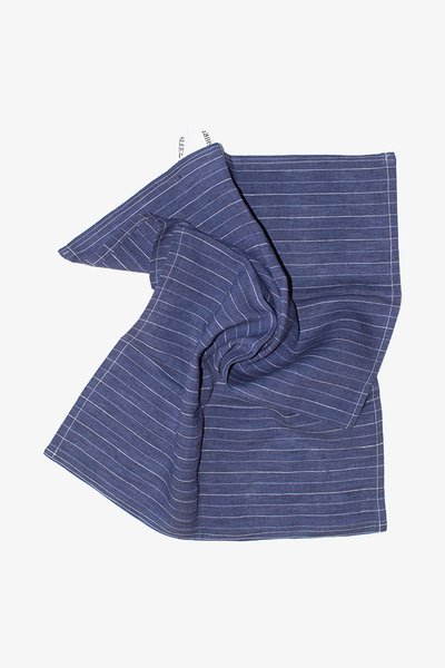 Indigo Linen Stripe Tea Towel - Set of 2