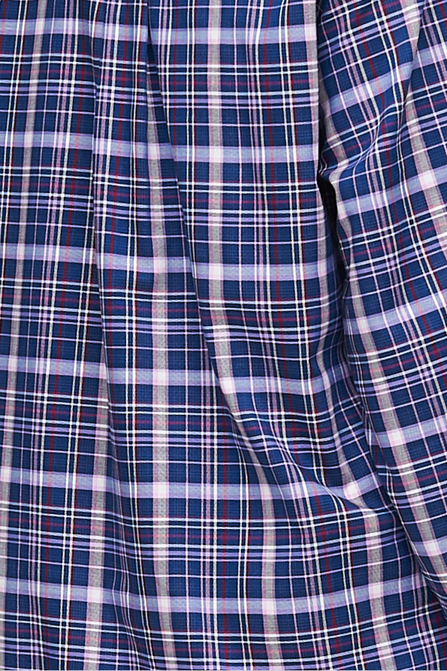 Short Sleep Shirt Navy & Pink Check PLUS