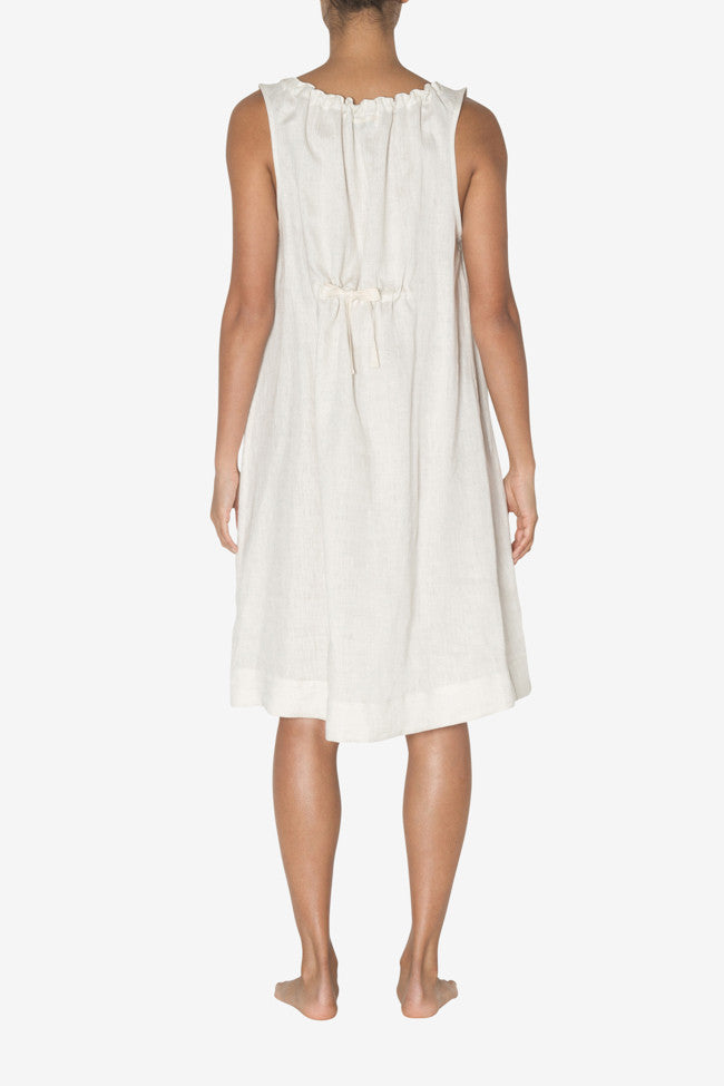 back view sleeveless adjustable neckline nightie nightgown oatmeal linen by the Sleep Shirt