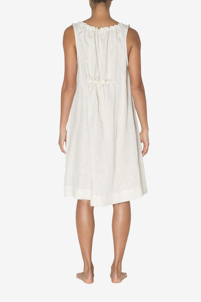 back view sleeveless adjustable neckline nightie nightgown oatmeal linen by the Sleep Shirt