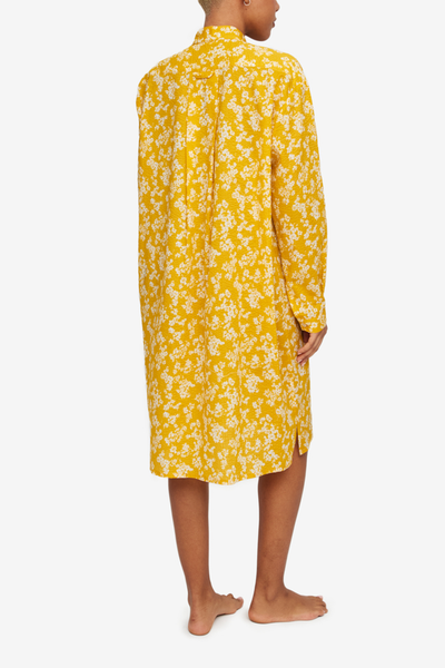 Long Sleep Shirt Ochre Floral Seersucker