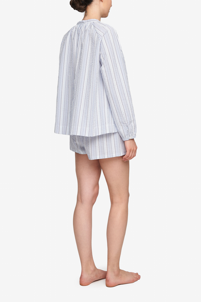 Set - Gathered Neck Top and Classic Short Ombre Seersucker
