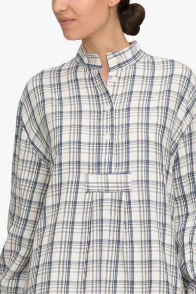 front cropped view classic short sleep shirt Japanese cotton plaid by the Sleep Shirt