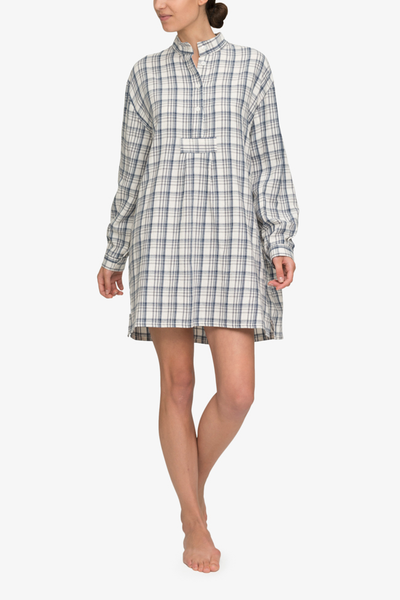 front view classic short sleep shirt Japanese cotton plaid by the Sleep Shirt