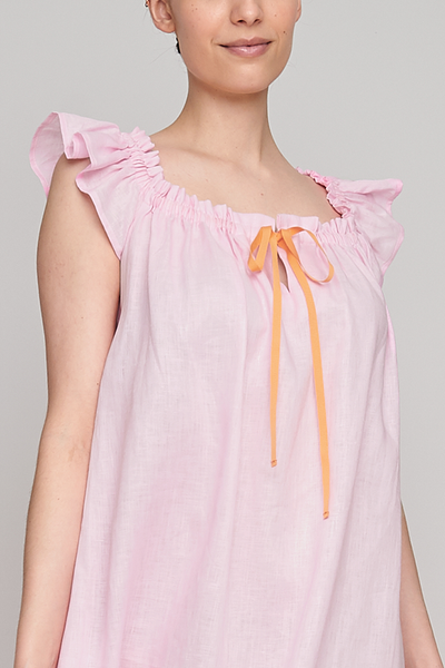 Full Length Party Nightie Pale Pink Linen