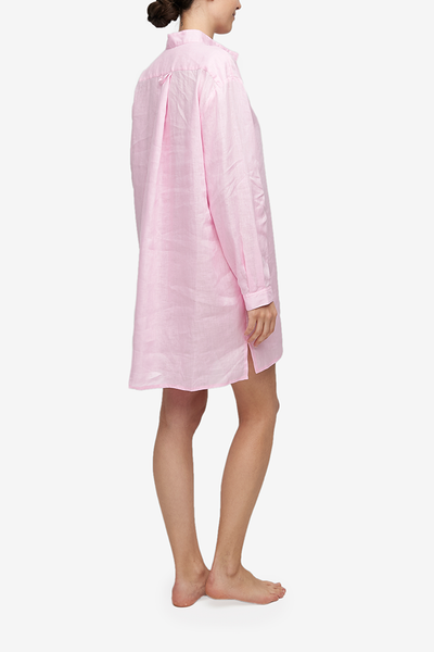 Short Sleep Shirt Pale Pink Linen